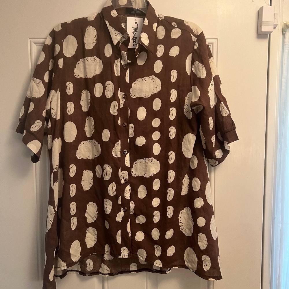 NWT Wade Voss Brown & Cream Blouse